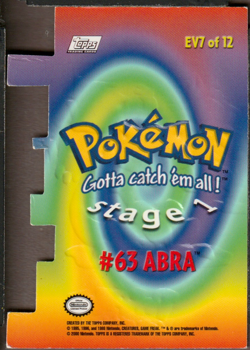 Pokemon TV Series 2 Topps - Die-Cut Embossed Chase Card #63 Abra EV7 - Image 2