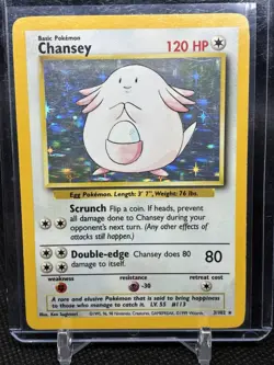 Pokemon TCG Chansey Base Set Holo Unlimited Rare Card 3/102 Vintage LP - Image 2