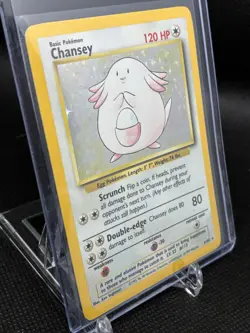 Pokemon TCG Chansey Base Set Holo Unlimited Rare Card 3/102 Vintage LP - Image 3