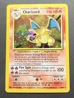Charizard 4/102 Holo Rare Base Set 1999 WOTC Pokemon Card LP/MP Vintage OG - Image 3