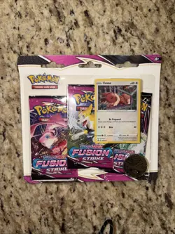 Pokemon Fusion Strike 3-Pack Blister w/ Eevee Promo- 10 Cards / Pack - SEALED - Image 1