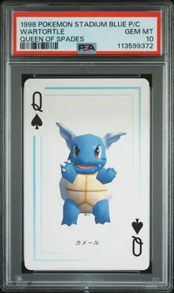 1998 POKEMON STADIUM BLUE VERSION PLAYING CARDS QUEEN OF SPADES WARTORTLE PSA 10 - Image 1