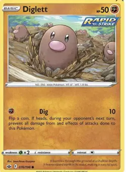 Pokemon Card 076/198 DIGLETT - CHILLING REIGN - COMMON - NM - Image 1
