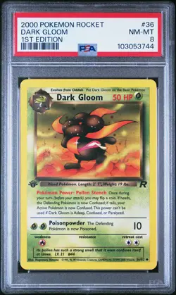 2000 POKEMON ROCKET 1ST EDITION #36 DARK GLOOM PSA 8 - Image 1