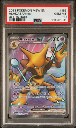 2023 POKEMON MEW EN-151 ULTRA RARE #188 ALAKAZAM EX PSA 10 - Image 1