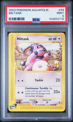 2003 POKEMON AQUAPOLIS #94 MILTANK PSA 9 - Image 1