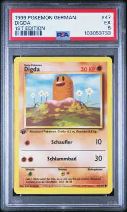 1999 POKEMON GERMAN 1ST ED #47 DIGDA PSA 5 - Image 1