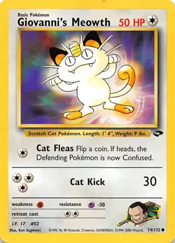 Giovanni's Meowth (74) 074/132 Gym Challenge Pokemon 000176 - Image 1