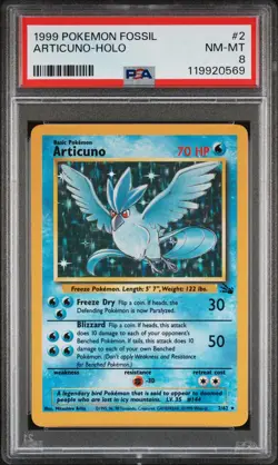 1999 POKEMON FOSSIL #2 ARTICUNO-HOLO PSA 8 - Image 1