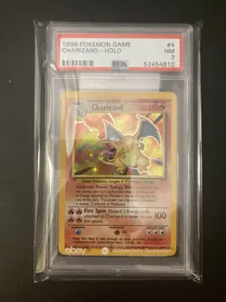 PSA 7 1999 Pokemon Charizard Base Set Unlimited Holo 4/102 - Image 1