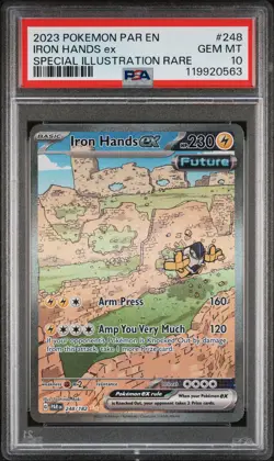2023 POKEMON PAR EN-PARADOX RIFT SPECIAL ILLUSTRATION RARE IRON HANDS EX PSA 10 - Image 1