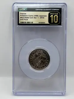 Pokemon Fearow 1998 Japanese Meiji Battle Coin SP55 Drill Peck CGC 10 PRISTINE - Image 1