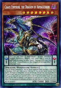 Chaos Emperor, the Dragon of Armageddon Yu-Gi-Oh! BLAR-EN051 1st Secret Rare - Image 1