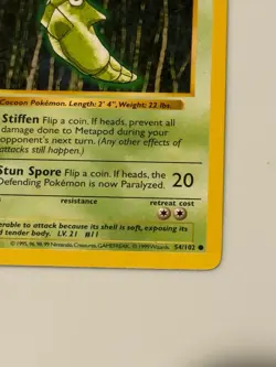 Shadowless 1st Edition Metapod Pokemon Card 1999 WOTC Base Set 54/102 - Image 4