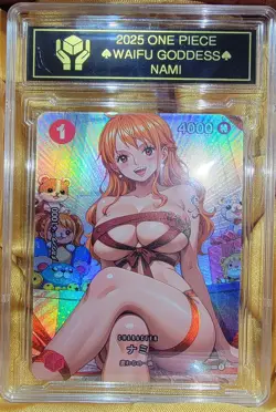NAMI One Piece Anime Waifu Goddess CUSTOM CARD Gold/Black label - Image 3