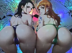 NICO ROBIN x NAMI One Piece Anime Waifu Goddess CUSTOM CARD Gold/Black label - Image 4