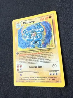 Machamp 1st Edition Holo Base Set Pokemon Card 8/102 one Owner - Image 2