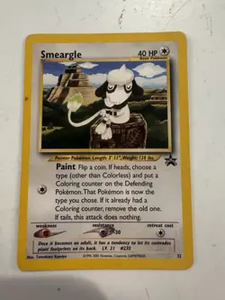 Pokemon SMEARGLE Card #32 Black Star Promo LP Light Play RARE WOTC - Image 1