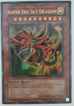 YU-GI-OH! Card Slifer The Sky Dragon-GBI-001-Holo-Ultra Rare- Beast-V/Fine+ - Image 1