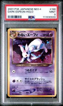 2001 POKEMON JPN NEO 4 #196 DARK ESPEON-HOLO PSA 9 - Image 1