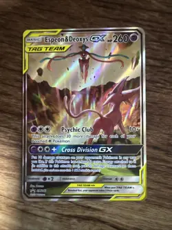 FULL ART Espeon & Deoxys GX ULTRA RARE Tag Team SM240 Holo Foil Promo Pokemon LP - Image 1