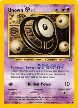 Unown [O] 69/75 Neo Discovery Pokemon 000617 - Image 1