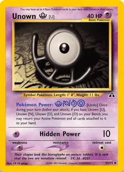 Unown [U] 51/75 Neo Discovery Pokemon 000612 - Image 1