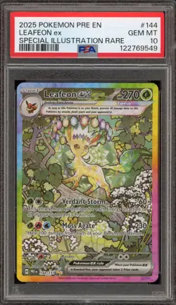 Pokemon Leafeon ex Prismatic Evolutions Special Illustration Rare #144 PSA 10 - Image 1