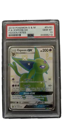 2019 Pokemon S & M FA Espeon GX Hidden Fates PSA 10 - Image 1