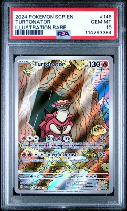 2024 POKEMON SCR EN-STELLAR CROWN ILLUSTRATION RARE #146 TURTONATOR PSA 10 - Image 1