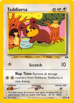 Teddiursa 65/75 Neo Discovery Pokemon 000484 - Image 1