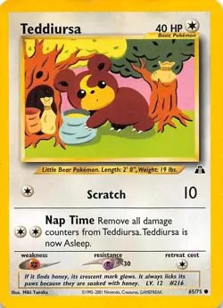 Teddiursa 65/75 Neo Discovery Pokemon 000564 - Image 1