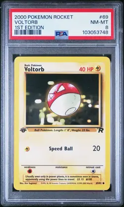 2000 POKEMON ROCKET 1ST ED #69 VOLTORB PSA 8 - Image 1