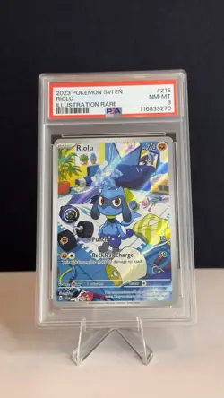 Riolu 215/198 Illustration Rare Holo PSA 8 Pokemon TCG Scarlet & Violet English - Image 1