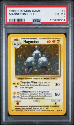 1999 POKEMON BASE SET UNLIMITED #9 MAGNETON-HOLO PSA 6 - Image 1