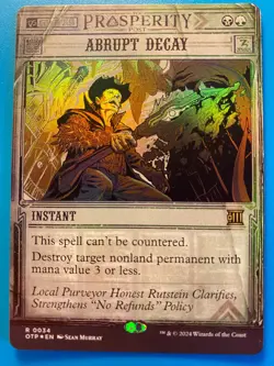MTG 1x FOIL SHOWCASE Abrupt Decay 34 Outlaws of Thunder Breaking News x1 NM - Image 1