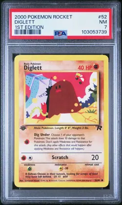 2000 POKEMON ROCKET 1ST ED #52 DIGLETT PSA 7 - Image 1