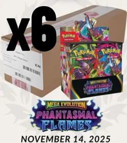 PRESALE - Pokemon Mega Evolution Phantasmal Flames Booster Box Case Of 6 SEALED - Image 1