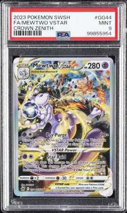 2023 POKEMON SWORD & SHIELD CROWN ZENITH #GG44 FULL ART/MEWTWO VSTAR PSA 9 - Image 1