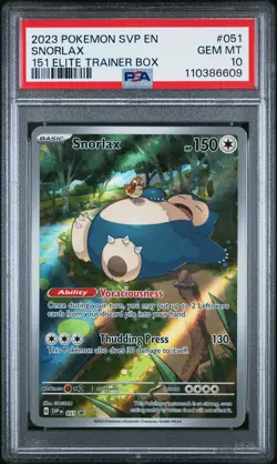 2023 POKEMON SVP EN-SV BLACK STAR PROMO 151 ELITE TRAINER BOX SNORLAX PSA 10 - Image 1
