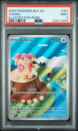 2025 POKEMON BLK EN-BLACK BOLT ILLUSTRATION RARE #151 AUDINO PSA 9 - Image 1