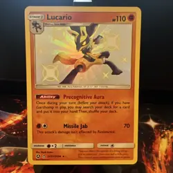 Pokemon TCG Lucario SV22/SV94 Hidden Fates Shiny Vault Holo Rare NM Condition - Image 1