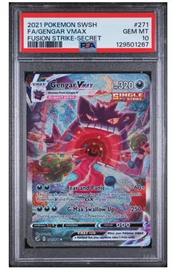 2021 Pokemon Sword & Shield Fusion Strike Gengar VMAX FA #271 Secret PSA 10 - Image 1