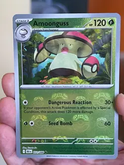 POKEMON AMOONGUSS #011/086 UNCOMMON MASTER BALL BLACK BOLT REVERSE HOLOFOIL NM - Image 1
