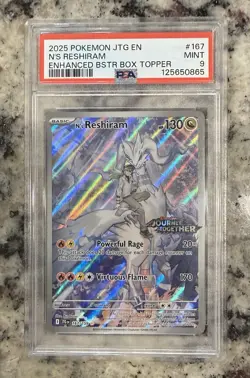 Pokemon TCG N's Reshiram Stamped Promo Holo Card 167/159 SV09 PSA 9 - Image 1