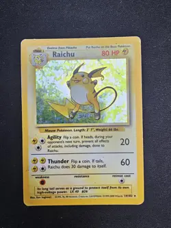🟡 4th Print Raichu 14/102 Holo 🟡 Base Set Pokemon Card 1999 2000 UK 🟡 - Image 1