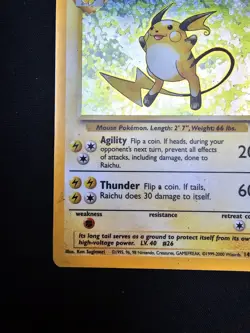 🟡 4th Print Raichu 14/102 Holo 🟡 Base Set Pokemon Card 1999 2000 UK 🟡 - Image 2
