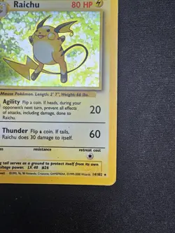 🟡 4th Print Raichu 14/102 Holo 🟡 Base Set Pokemon Card 1999 2000 UK 🟡 - Image 3