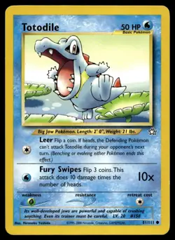 Totodile 81/111 Pokemon Card Neo Genesis Common 50 HP Lightly Played SJ - Image 1