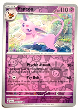 Pokemon Espeon + FREE extra Rare card! - Image 1